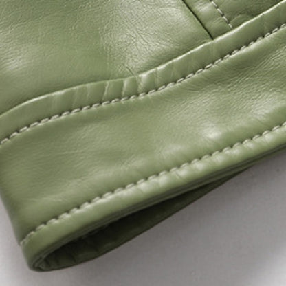 Women's Zipper Comfortable Leather Faux Jacket Pocket