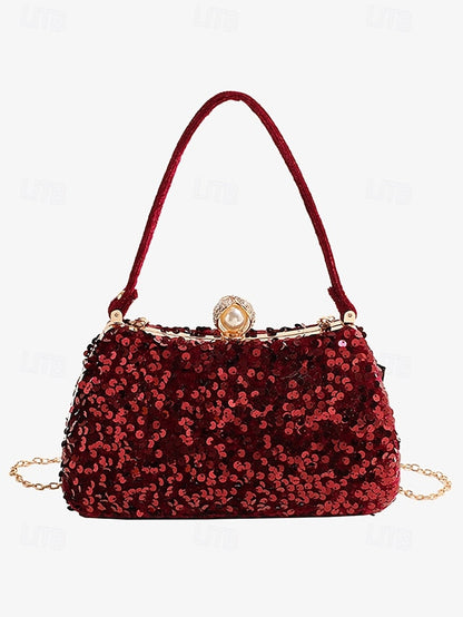 Black – with Clutch Pearl Sequin Women's Accent Evening