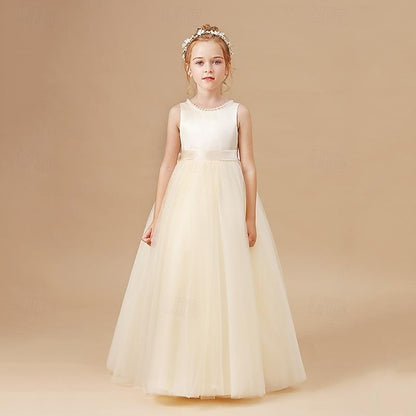 Party Dress Solid Color Flower Girls' Girl Kids