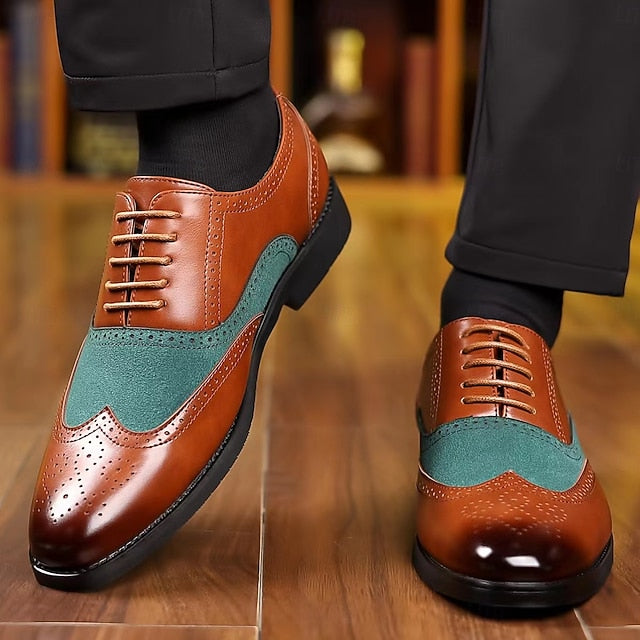Shoes Men's and Brown – Green Wingtip Two-Tone in Oxford