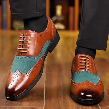 Shoes Men's and Brown – Green Wingtip Two-Tone in Oxford