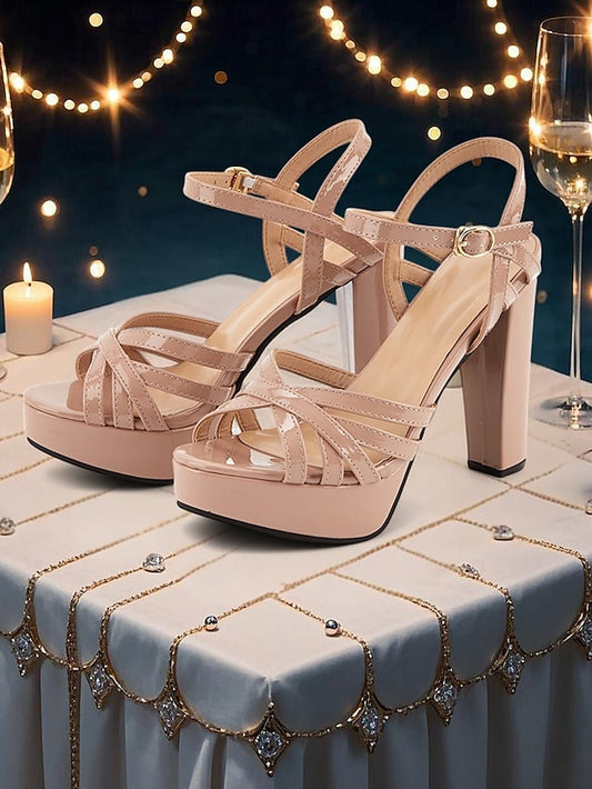 – High Heel for Women Sandals Nude Strappy Platform