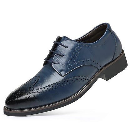 Blue Brogue with Shoes Faux Oxford Classic Leather Men's