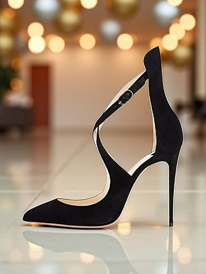 Purple Women's - Leather Strappy Heels Patent Stiletto