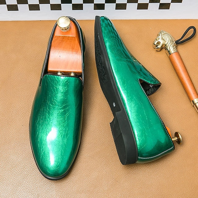 Gold Fashionable – Loafers Metallic Slip-On Men's Shiny