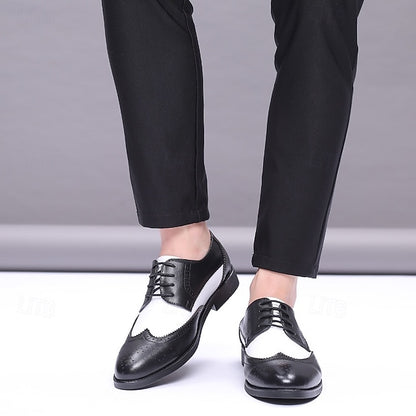 Men's Oxford with Black and Shoes Brogue White
