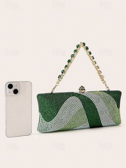 Evening Crystal Strap Chain with Bag Clutch Women's