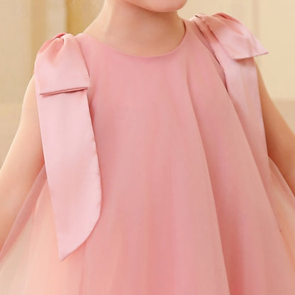 Solid Kids Floral Color Party Dress Girls' Sleeveless