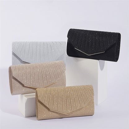 Metal Clutch Evening Gold Bag Glitter with Elegant Women's