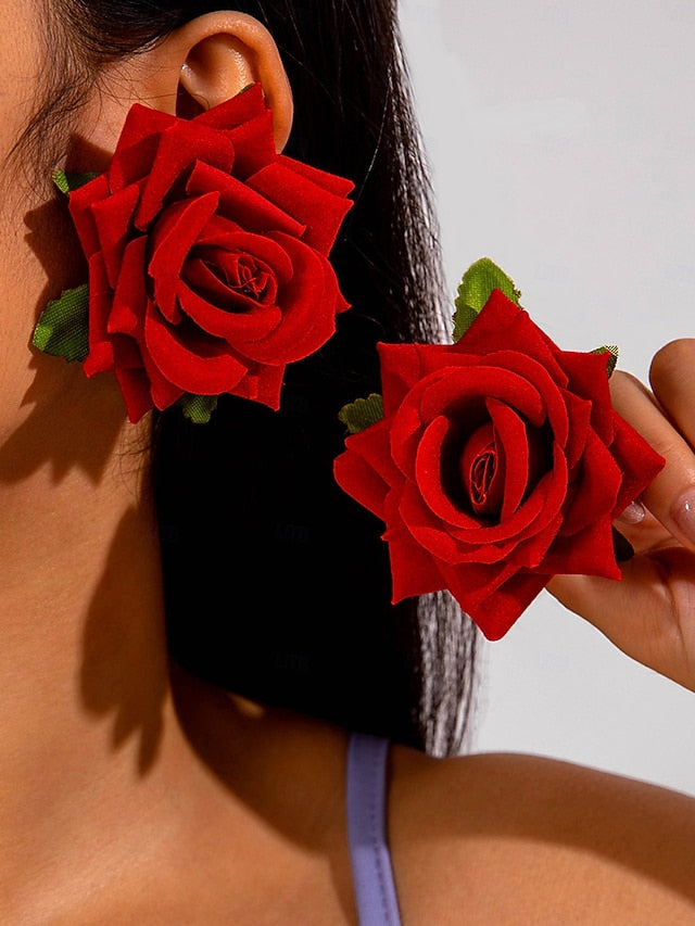 Statement - Flower Floral Oversized Women's Drop Earrings