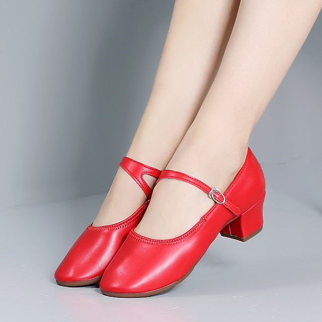 Mary Shoes Gold Women's Jane Low Dance with Heel Buckle