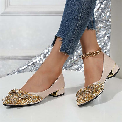 Bow Flats with Women's Rhinestone Glitter - Elegant Detail