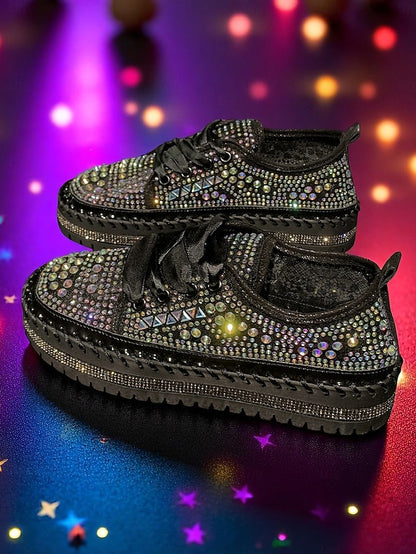 Sparkling Sneakers with Silver Women's Accents Rhinestone