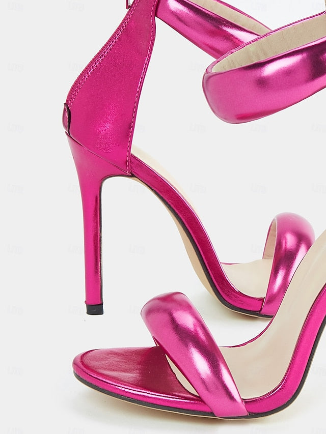 for Women Strap Ankle Fuchsia - Stiletto Heels Metallic