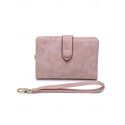 with Leather Women's Wrist Strap Faux Pink Wallet –