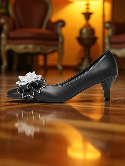 Low Heel Wedding with Women's Shoes Crystal White Bow