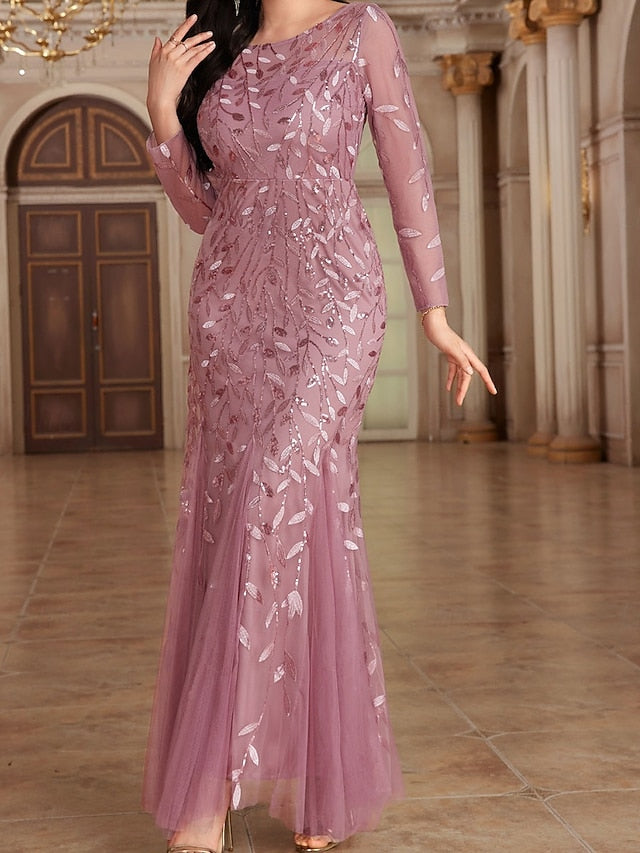 Dress Party Mother the Neck Floor Crew Bride of Elegant