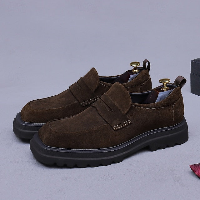Cowhide Leather Men's Loafers Business Suede -Classic