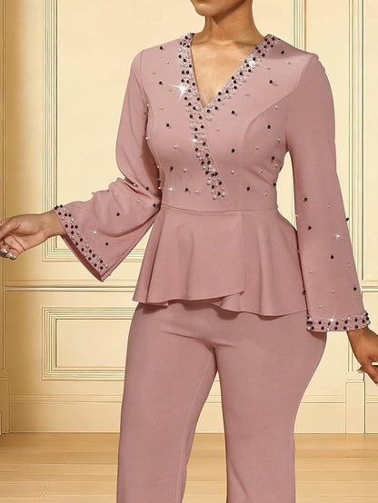 Jumpsuits the Elegant Length Mother V of Ankle Bride Dress Neck