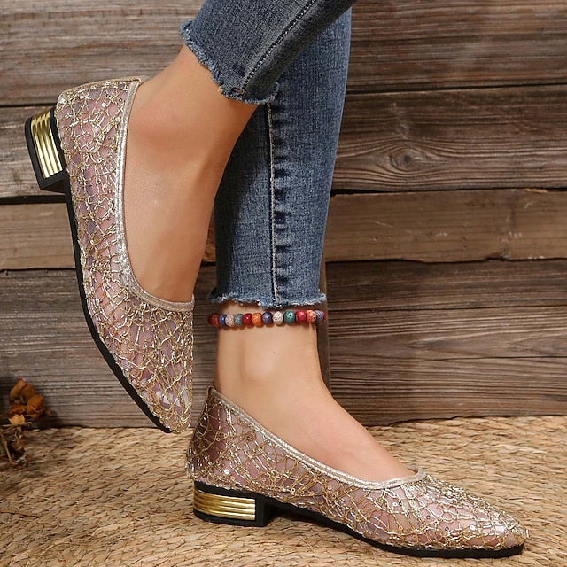 Elegant Mesh Women's Ballet Silver – Sequin Flats