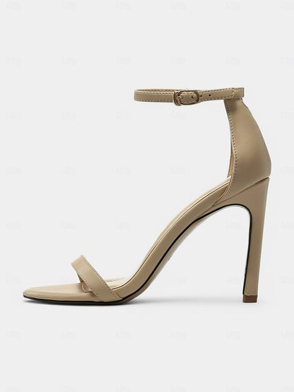 - Black Elegant Ankle Open-Toe Sandals Women Stiletto Strap for