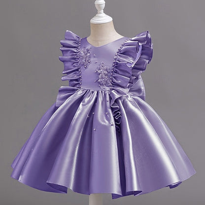 Sleeveless Dress Girls' Wedding Toddler Party Floral