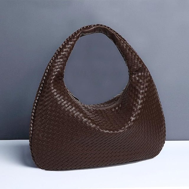 Chic Burgundy Hobo Woven Leather – Bag Women's Faux