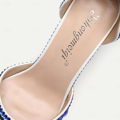 Rhinestone Heels Slingback Women's Pointed-Toe Crystal High