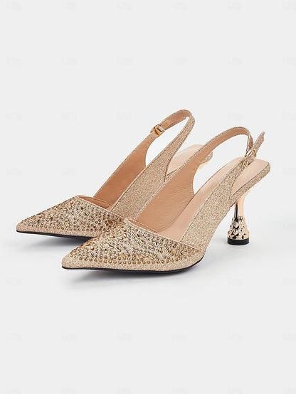 Toe Pumps – Women's Slingback Sparkling Pointed Glitter