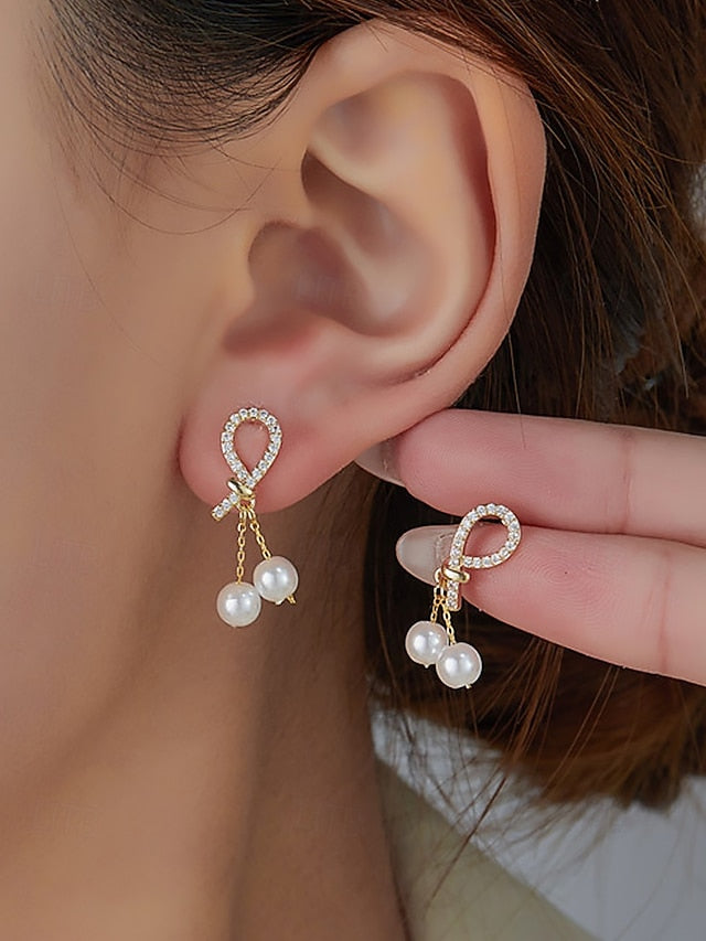 imitation rhinestone Women's teardrop pearl with earrings