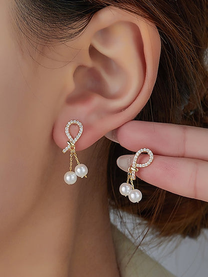 imitation rhinestone Women's teardrop pearl with earrings