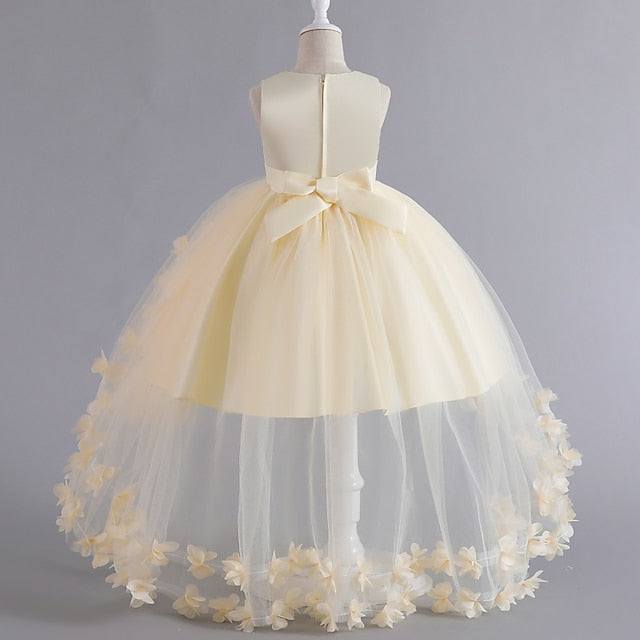 Party Dress Girls' Solid Color Sleeveless Toddler