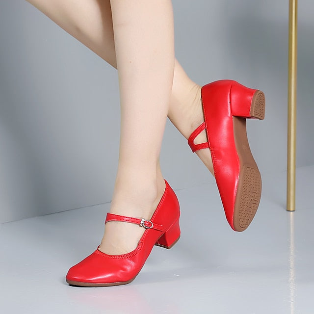 Mary Shoes Gold Women's Jane Low Dance with Heel Buckle