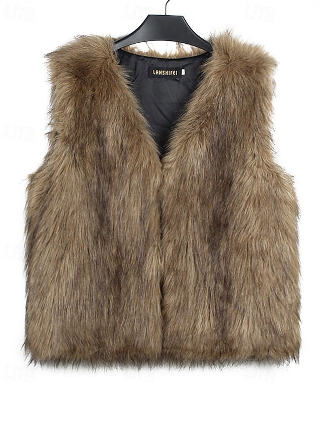 Leathers Faux Women's Fur Furs Coat Vest Comfortable