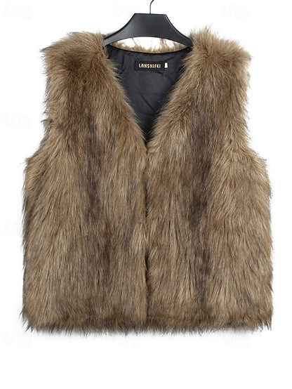 Leathers Faux Women's Fur Furs Coat Vest Comfortable