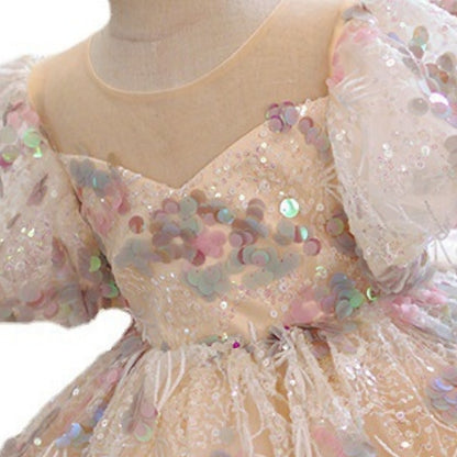 Solid Girls' Short Sleeve Party Color Kids Dress