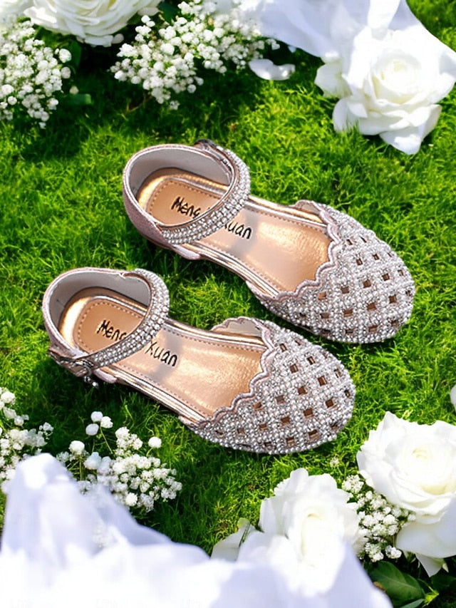 �?Shoes Girls' Rhinestone Jane Mary Sparkly Scalloped