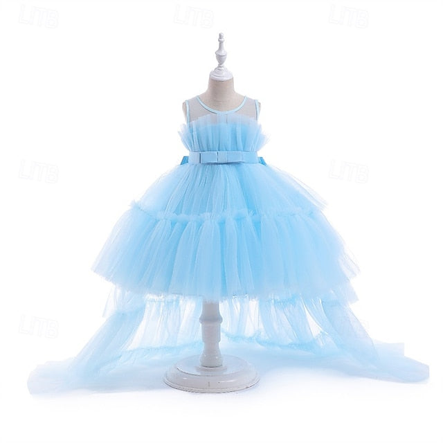 Kids Sleeveless Color Solid Party Girls' Dress Performance