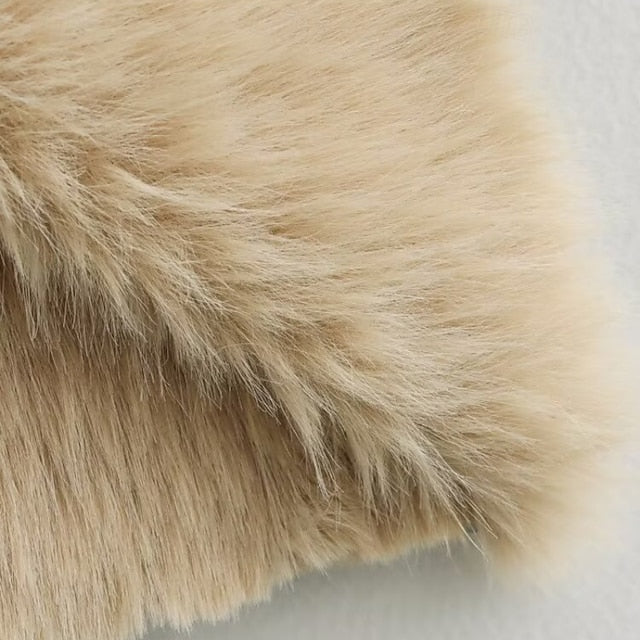 Women's Warm Pocket Coat Faux Buttons Comfortable Fur