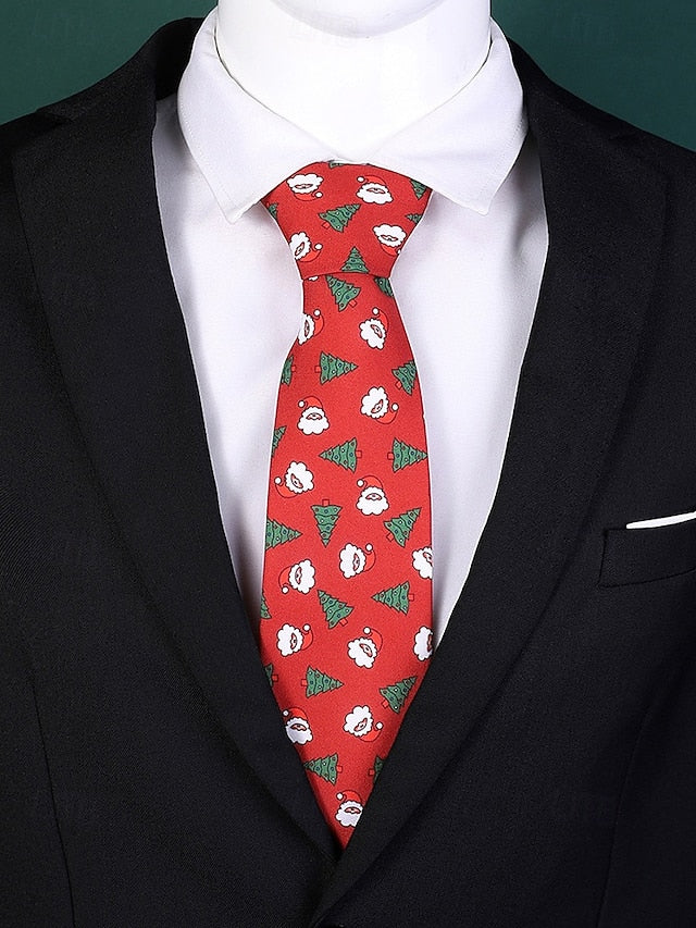 Tie Fun Christmas Men's and Polyester Silk Tree Santa –