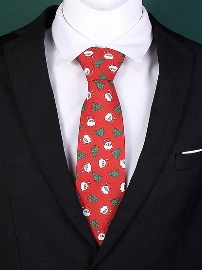 Tie Fun Christmas Men's and Polyester Silk Tree Santa –