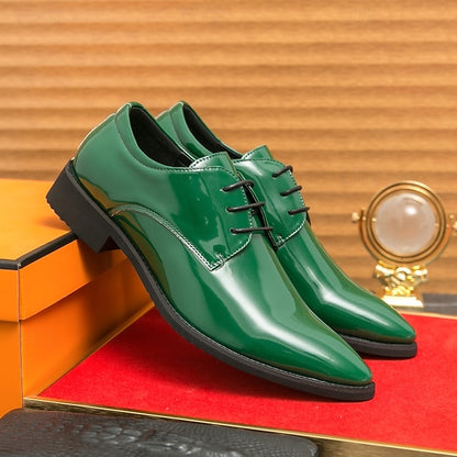 Patent Formal Green – for Men Lace-Up Shoes Leather Glossy