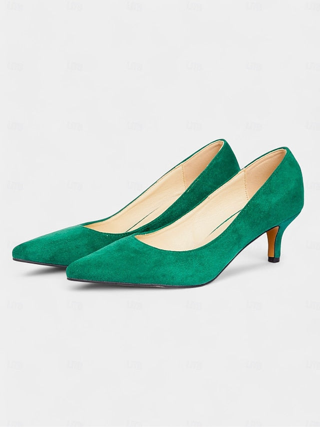 with Suede Kitten Women's Emerald Green Pointed-Toe Pumps