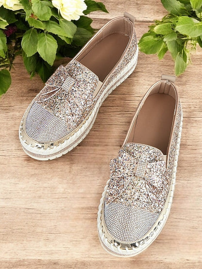 Loafers Rhinestone Slip-On for Women Sparkling – Glittery