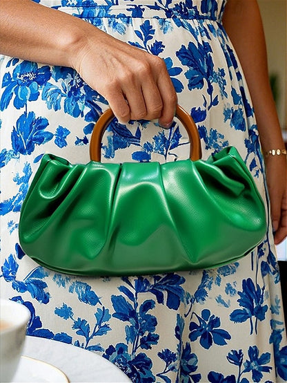 with Acrylic Bag Leather Tote Clutch Women's Pleated Faux