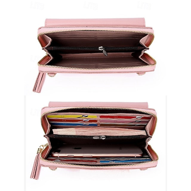 Bag Mobile Leather Crossbody Women's PU Phone Wristlet