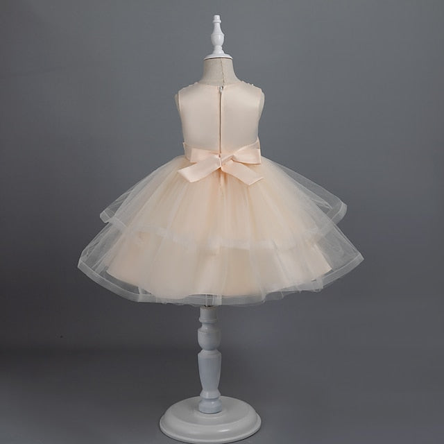 Dress Party Color Girls' Sleeveless Solid Toddler