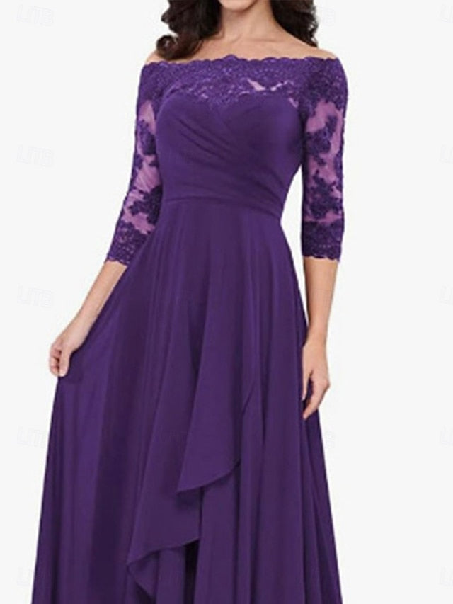 the Off Mother Elegant Shoulder A-Line Dress Simple of Bride