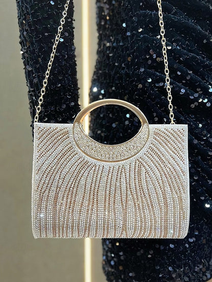 Women's Clutch Round Bag – Handle Rhinestone Evening with