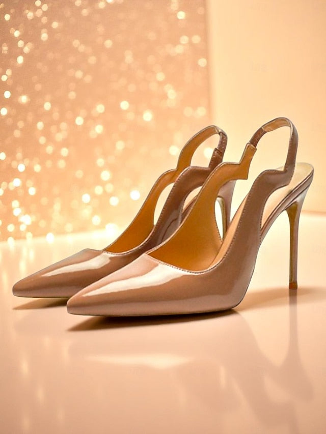 Leather Slingback Black Women's and Patent Red Heels